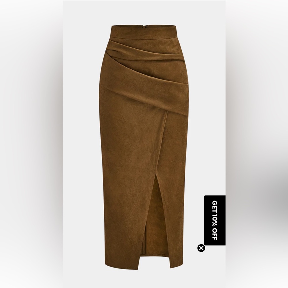 Commense Brown Pencil Skirt